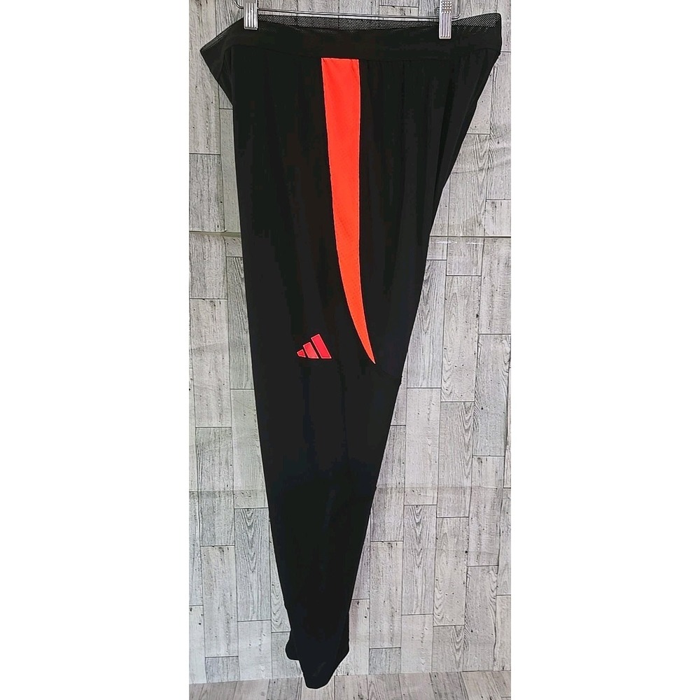 Adidas Pants XL Black Football Soccer Solar Red Sides Womens IJ7379 NEW - Picture 3 of 12